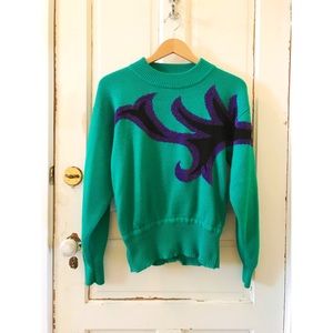 VINTAGE Abstract Print Sweater w/ various knits